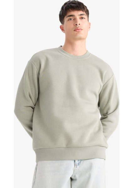 Relax Fit Bisiklet Yaka Kalın İçi Yumuşak Tüylü Basic Düz Sweatshirt T5139AZ25AU modelleri