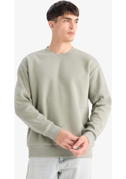 Relax Fit Bisiklet Yaka Kalın İçi Yumuşak Tüylü Basic Düz Sweatshirt T5139AZ25AU fırsatları