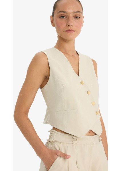 Asimetrik V Yaka Tensel Yelek D4568AX25AU fırsatları