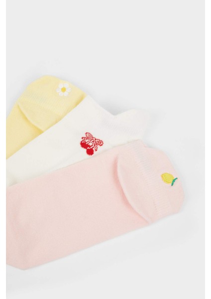 Kız Çocuk 3'lü Pamuklu Patik Çorap F9500A8NS indirimleri