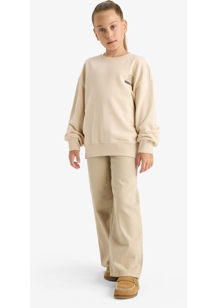 Kız Çocuk Oversize Geniş Kalıp Bisiklet Yaka Baskılı Sweatshirt E6755A825AU fiyatları