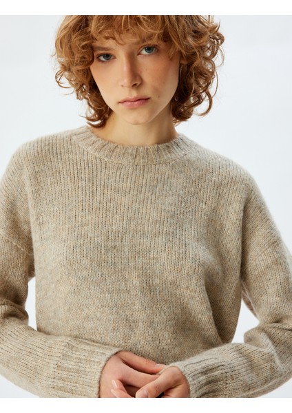 Basic Triko Tunik Bisiklet Yaka Uzun Kollu