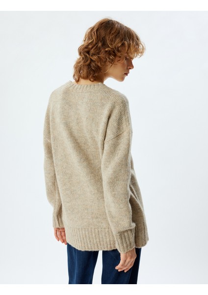 Basic Triko Tunik Bisiklet Yaka Uzun Kollu fırsatları