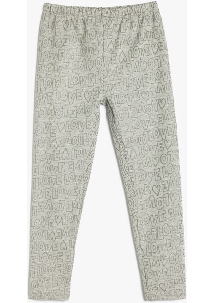 Tayt Kalp Baskı Detaylı Beli Lastikli