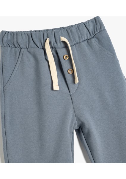 Düğme Detaylı Beli Bağlamalı Şardonlu Jogger Pamuklu Eşofman Altı modelleri