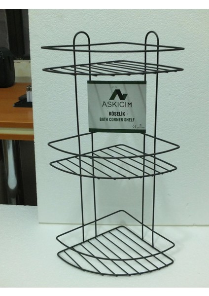 Köşelik Banyo 3 Raflı Siyah Metal ROYALEKS-56574 fiyatları