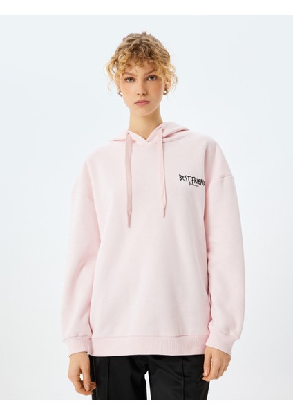 Şardonlu Arkası Baskılı Kedi Temalı Kapüşonlu Sweatshirt modelleri