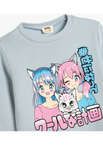 Anime Baskılı Sweatshirt Şardonlu Uzun Kollu Bisiklet Yaka modelleri
