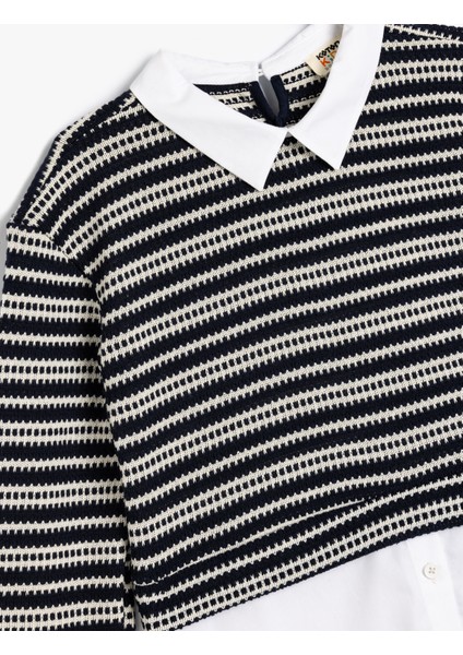 Gömlek Detaylı Sweatshirt Çift Kumaş Detaylı modelleri