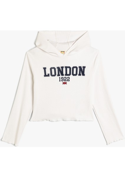 Kapşonlu Sweatshirt Şehir Baskılı Pamuklu