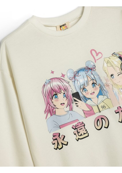 Sweatshirt Anime Baskılı Uzun Kollu Bisiklet Yaka Pamuklu modelleri