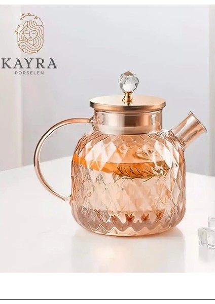 Kabartmalı Borosilikat Cam Demlik 1000ML ROYALEKS-CM-2006