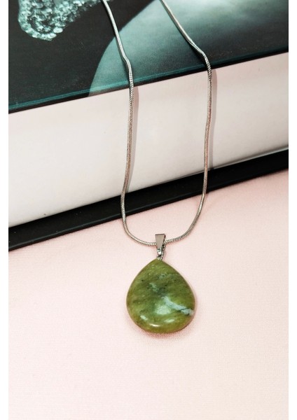 Akuamarin Doğal Taşı Zincirli El Yapımı Kolye Uç: 3 cm Zincir: 20 cm Kutulu indirimleri