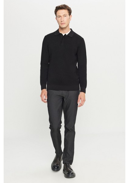 Pamuklu Standart Fit Normal Kesim Jakarlı Polo Yaka Triko Kazak fiyatları