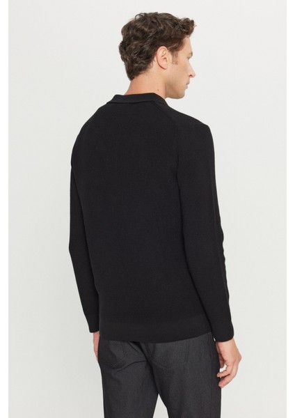 Pamuklu Standart Fit Normal Kesim Jakarlı Polo Yaka Triko Kazak indirimleri