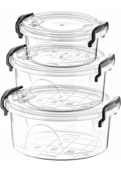 Bonny Box 3'lü Yuvarlak Saklama Kabı ROYALEKS-82112