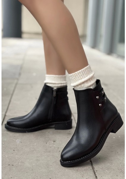 Siari Siyah Cilt Topuklu Bot