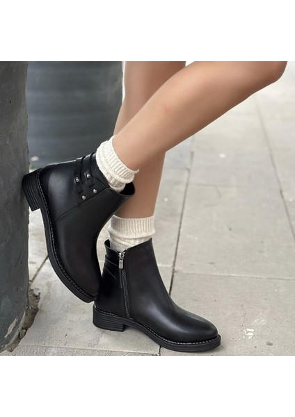 Siari Siyah Cilt Topuklu Bot