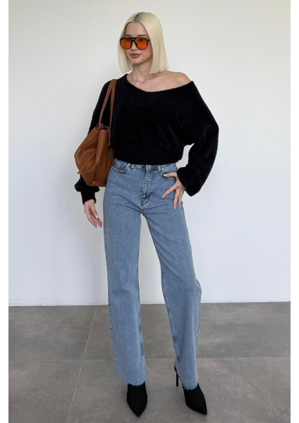 Siyah V Yaka Yumuşak Dokulu Kadın Kazak MG2499 fiyatları