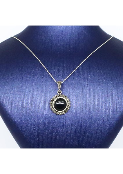 925 Ayar Gümüş Oltu Taşı Güneş Kolye modelleri