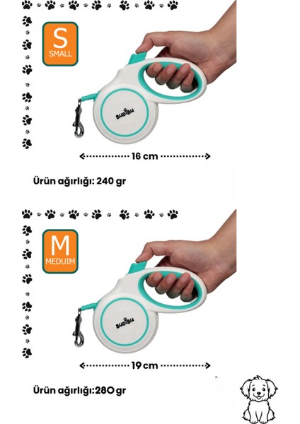 Makaralı Otomatik 5 Metre Geri Çekilebilen Kedi Köpek Gezdirme Tasması 15 Kg (S) indirimleri