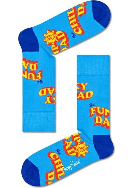 Eğlenceli Fun Dad Desenli Mavi Soket Çorap 36-40 Beden