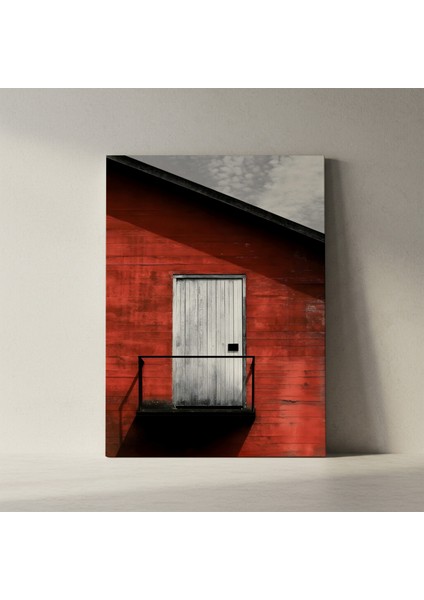 Kırmızı Duvar Beyaz Kapı Soyut Tablosu fiyatları