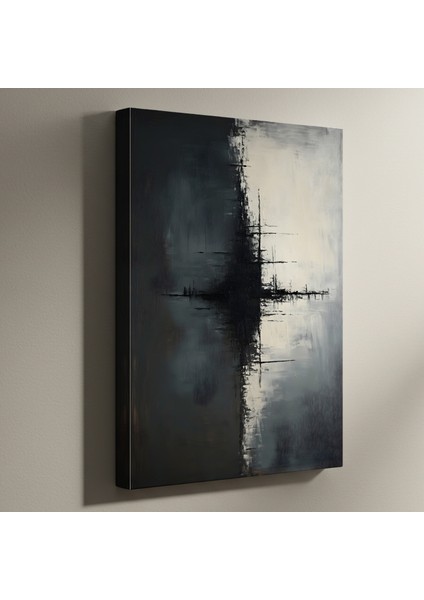 Soyut Siyah Beyaz Geometrik Desen Tablosu