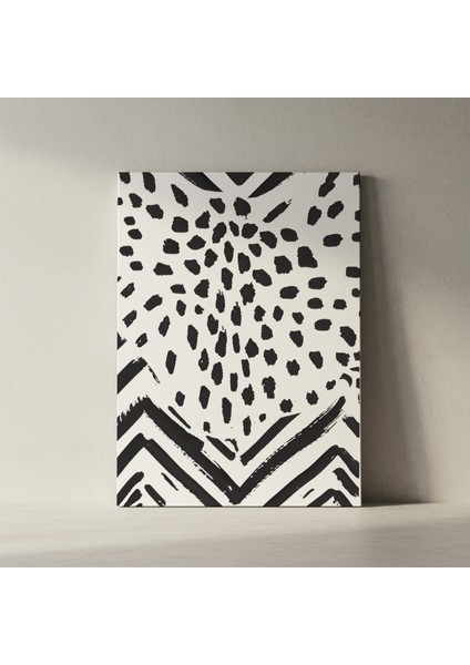 Soyut Siyah Beyaz Zigzag ve Nokta Desenli Modern Sanat Tablosu fiyatları