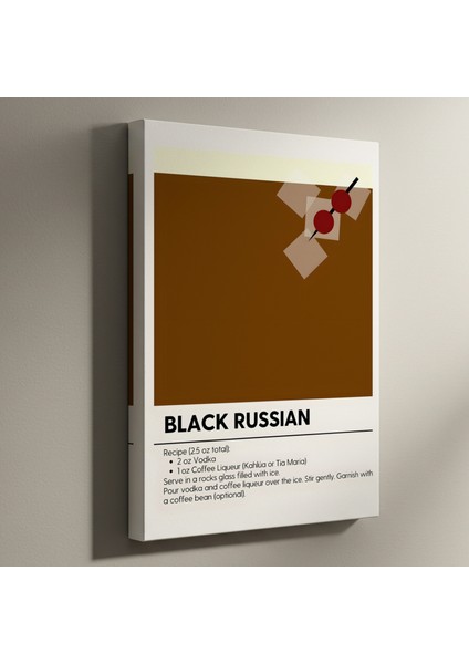 Black Russian Kokteyli Minimalist Illüstrasyon Tablosu