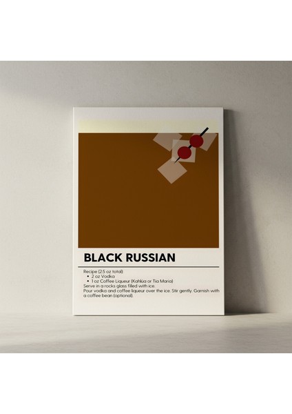 Black Russian Kokteyli Minimalist Illüstrasyon Tablosu fiyatları