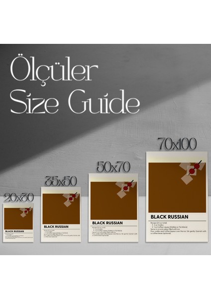 Black Russian Kokteyli Minimalist Illüstrasyon Tablosu modelleri