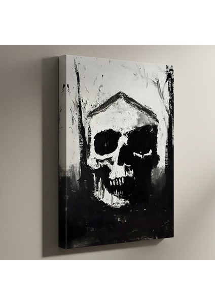 Karanlık Akademia Tarzı Soyut Kafatası Tablosu