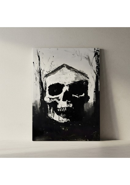 Karanlık Akademia Tarzı Soyut Kafatası Tablosu fiyatları