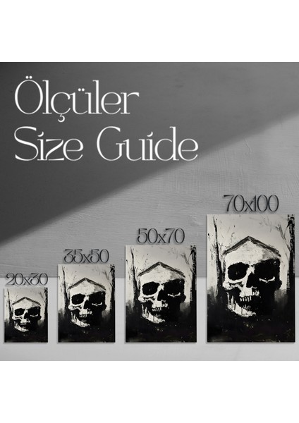 Karanlık Akademia Tarzı Soyut Kafatası Tablosu modelleri