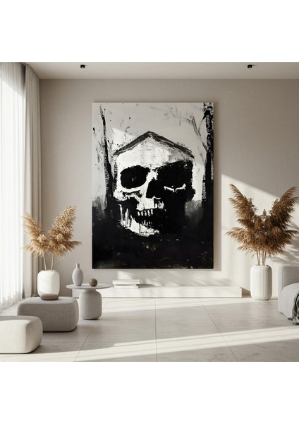 Karanlık Akademia Tarzı Soyut Kafatası Tablosu fırsatları