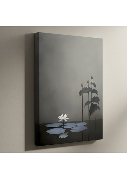 Minimalist Nilüfer Çiçeği Soyut Sanat Tablosu