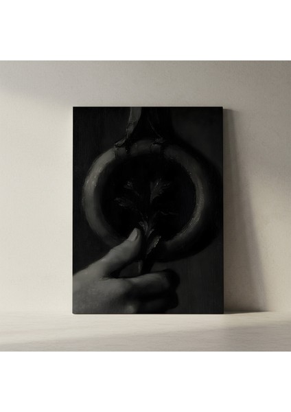 Karanlık Romantizm Tarzı Monokrom Bitkisel Çalışma Tablosu fiyatları