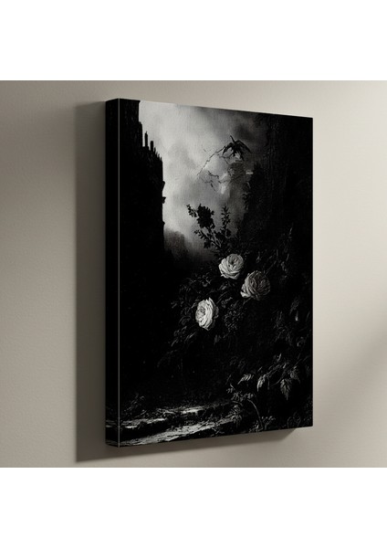 Karanlık Romantizm Güller ve Kale Tablosu