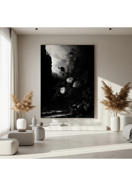 Karanlık Romantizm Güller ve Kale Tablosu fırsatları