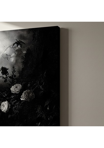 Karanlık Romantizm Güller ve Kale Tablosu indirimleri