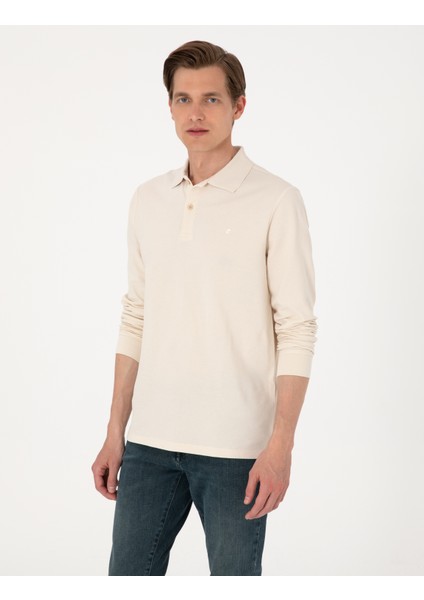Erkek Bej Slim Fit Kıvrılmaz Polo Yaka Basic Pike Sweatshirt 50314048-VR011 modelleri
