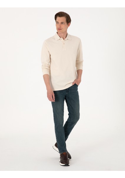 Erkek Bej Slim Fit Kıvrılmaz Polo Yaka Basic Pike Sweatshirt 50314048-VR011 fırsatları