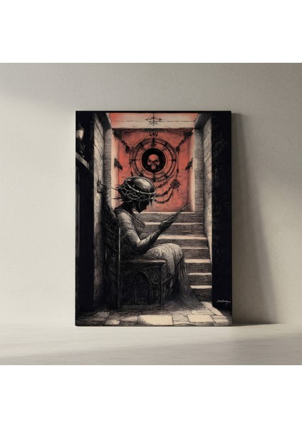 Karanlık Akademia Tarzı Gotik Illüstrasyon Tablosu fiyatları