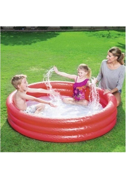Kırmızı Çocuk Su Havuzu 3 Boğumlu 122x25 Cm Havuz