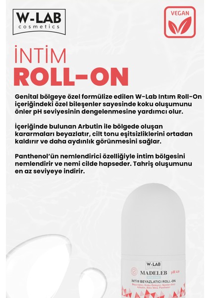 Kozmetik İntim Beyazlatıcı Roll-On 50 ml - Kadınlar İçin Koku Önleyici, Nemlendirici ve Paraben İçermeyen Günlük Kullanım Ürünü
