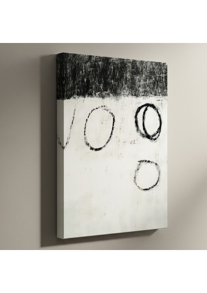 Soyut Siyah Beyaz Çemberler Soyut Sanat Tablosu