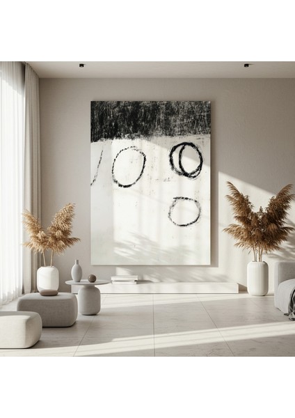 Soyut Siyah Beyaz Çemberler Soyut Sanat Tablosu fırsatları