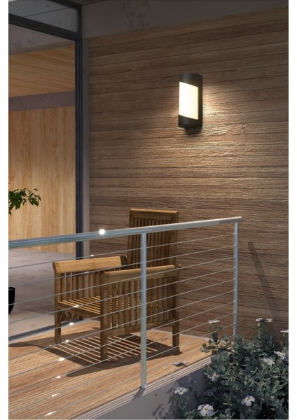 24W LED Oval Aplik, Banyo, Teras, Veranda, Balkon, Siyah