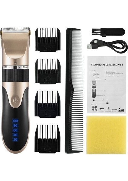 Pil Gücü Göstergeli Profesyonel Evcil Hayvan Tüy Kesme Makinesi Erkek Berberi Sakal Kesme Makinesi Şarj Edilebilir Kesme Makinesi Seramik Bıçak Düşük Gürültülü Yetişkin Çocuksaç Kesimi (Yurt Dışından)